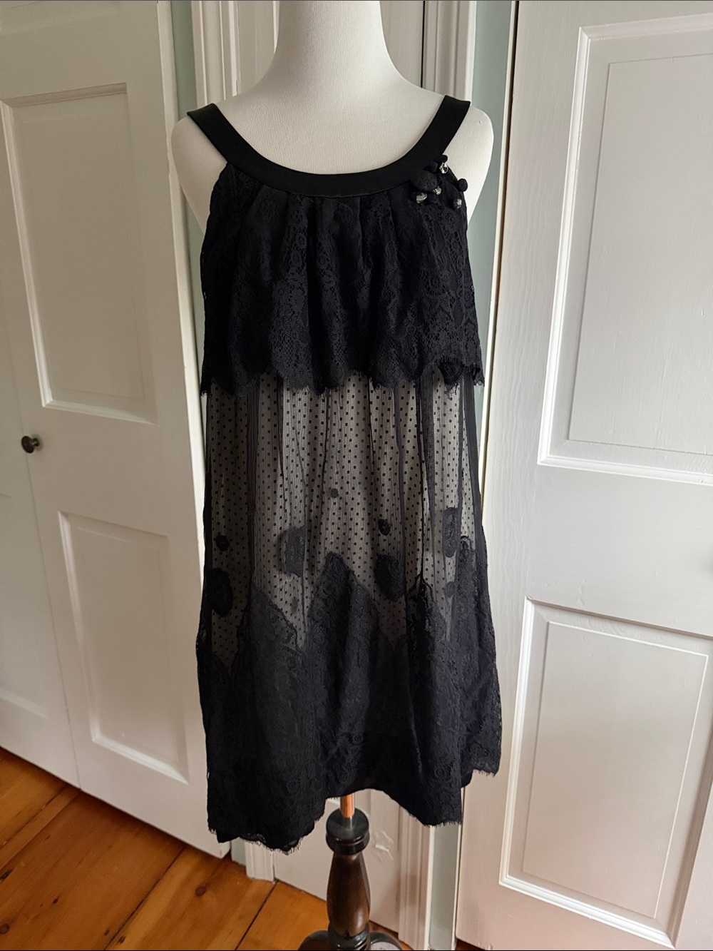 BCBGMaxazria Black Lace Shift Dress